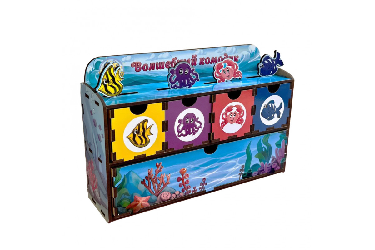 Дерев'яна настільна гра "Морські жителі-1" Ubumblebees (ПСД003) PSD003 сортер-комодик