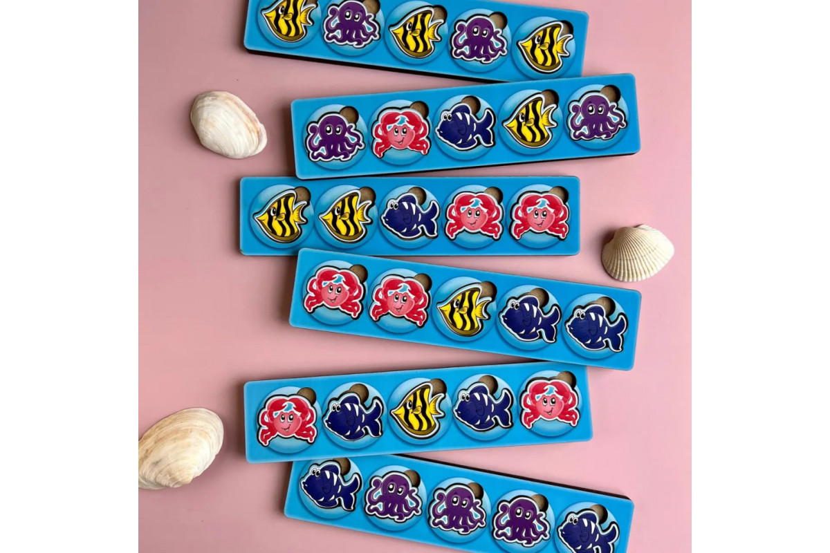 Дерев'яна настільна гра "Морські жителі-1" Ubumblebees (ПСД003) PSD003 сортер-комодик