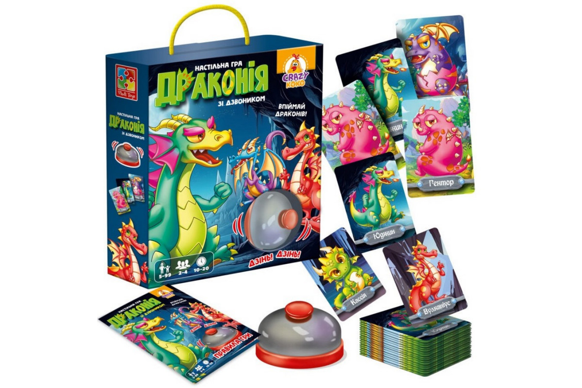 Настольная игра "Дракония" VT8010-12, 100 карточек, правила игры, 1 колокольчик