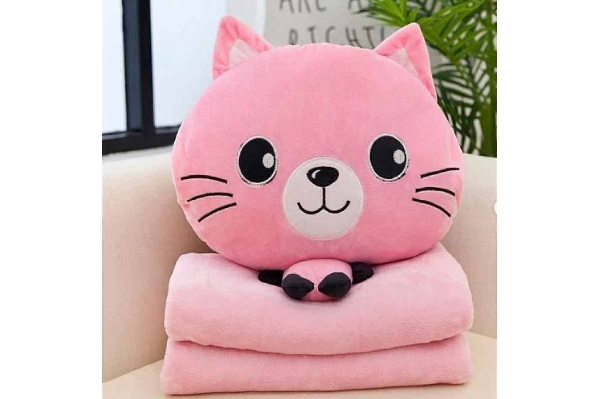 Детская мягкая игрушка "Кошечка" L1128(Pink) игрушка с пледом, размер 40 см