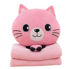 Дитяча м'яка іграшка "Кішечка" L1128(Pink) іграшка з пледом, розмір 40 см