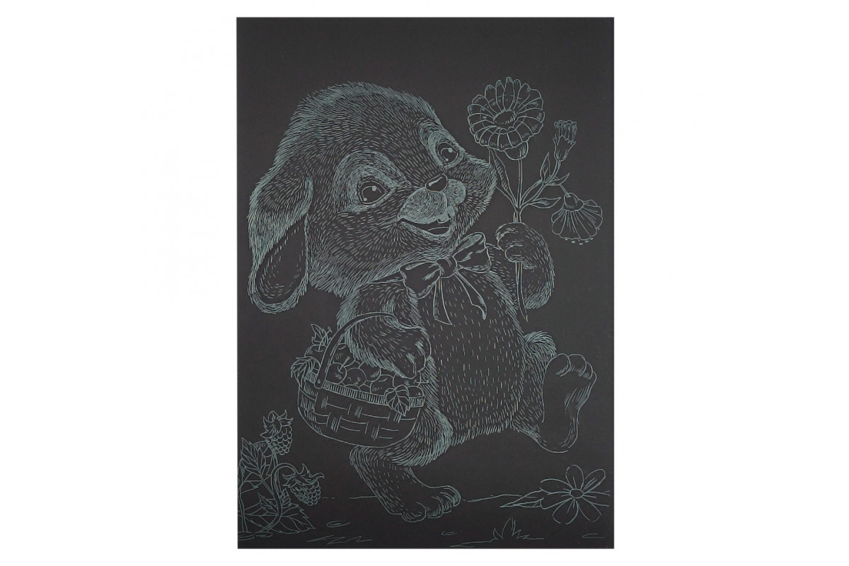 Гравюра А5 "Зайчик на прогулке" ГрА5з-7 эконом вариант в пакете 21 х 14,8 см