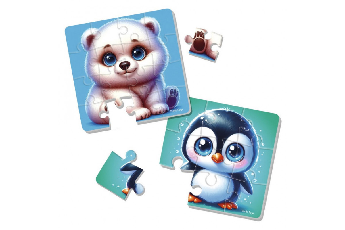 Детский мягкий пазл "Мишка и пингвиненок" VT1102-38, 25 элементов