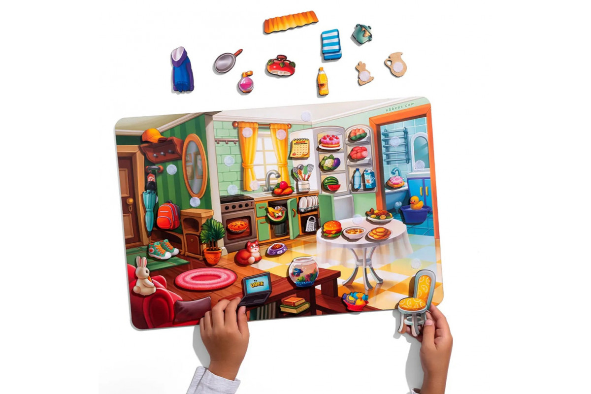 Деревянный пазл-вкладыш "Наведи порядок в комнате и накорми Ваню" (ПСД271) PSD271