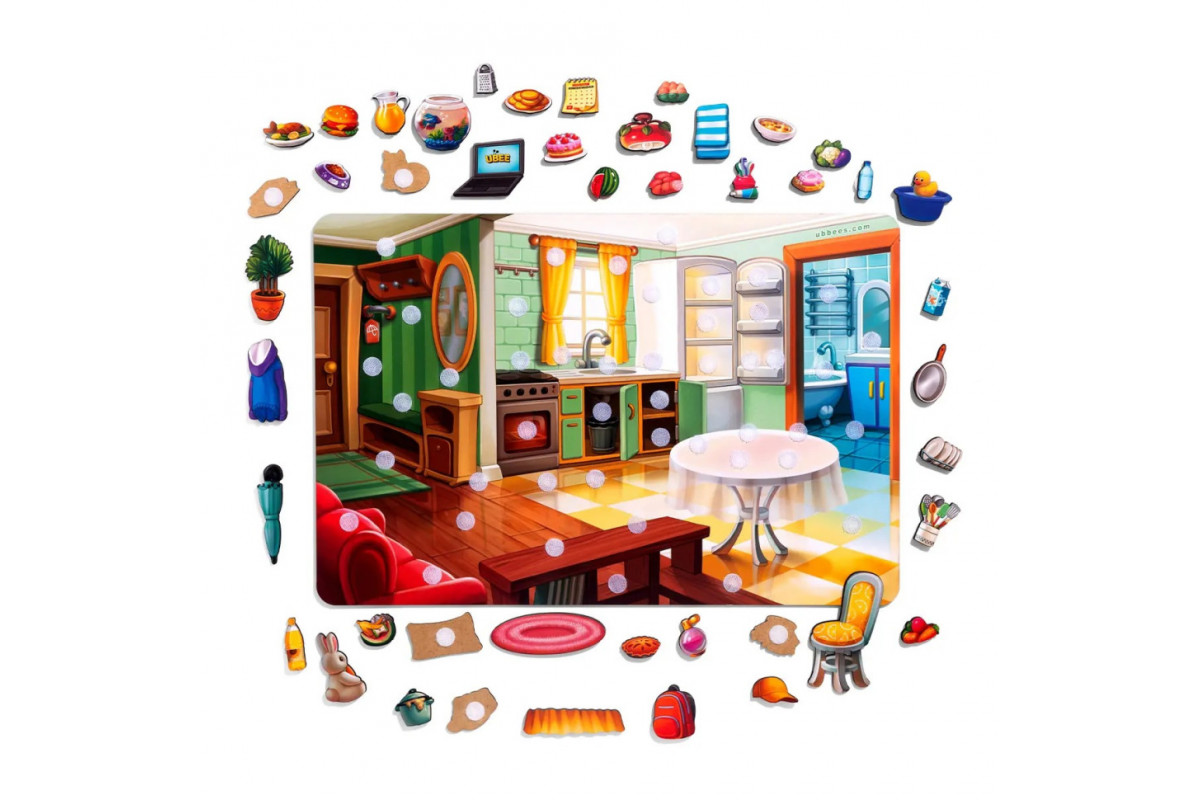 Деревянный пазл-вкладыш "Наведи порядок в комнате и накорми Ваню" (ПСД271) PSD271