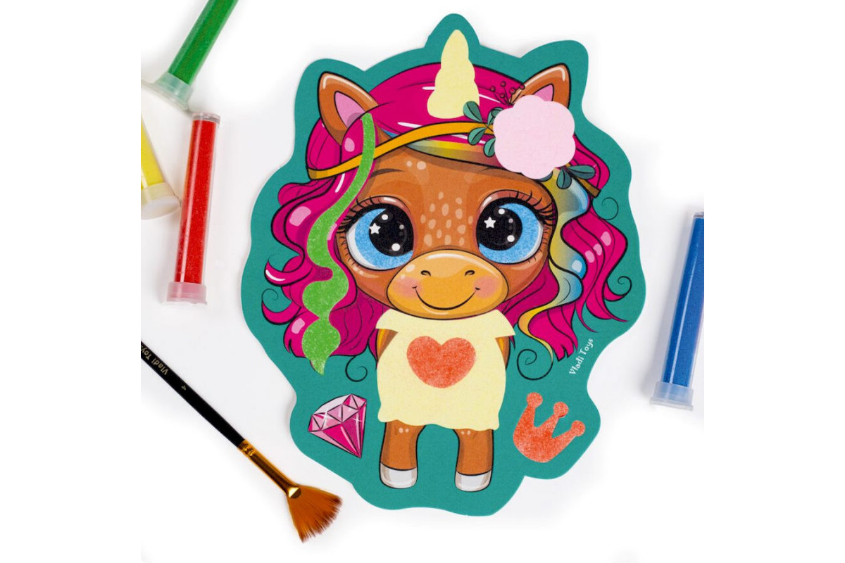 Набір для творчості "Sand Art Веселі друзі" VT4501-01, 5 флаконів з піском