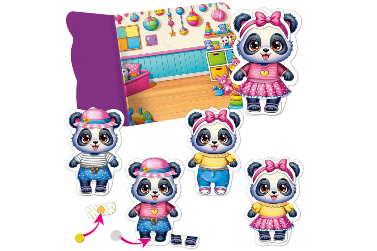 Гра розвиваюча з липучками "Пандочка" VT1320-05, 9 елементів одягу