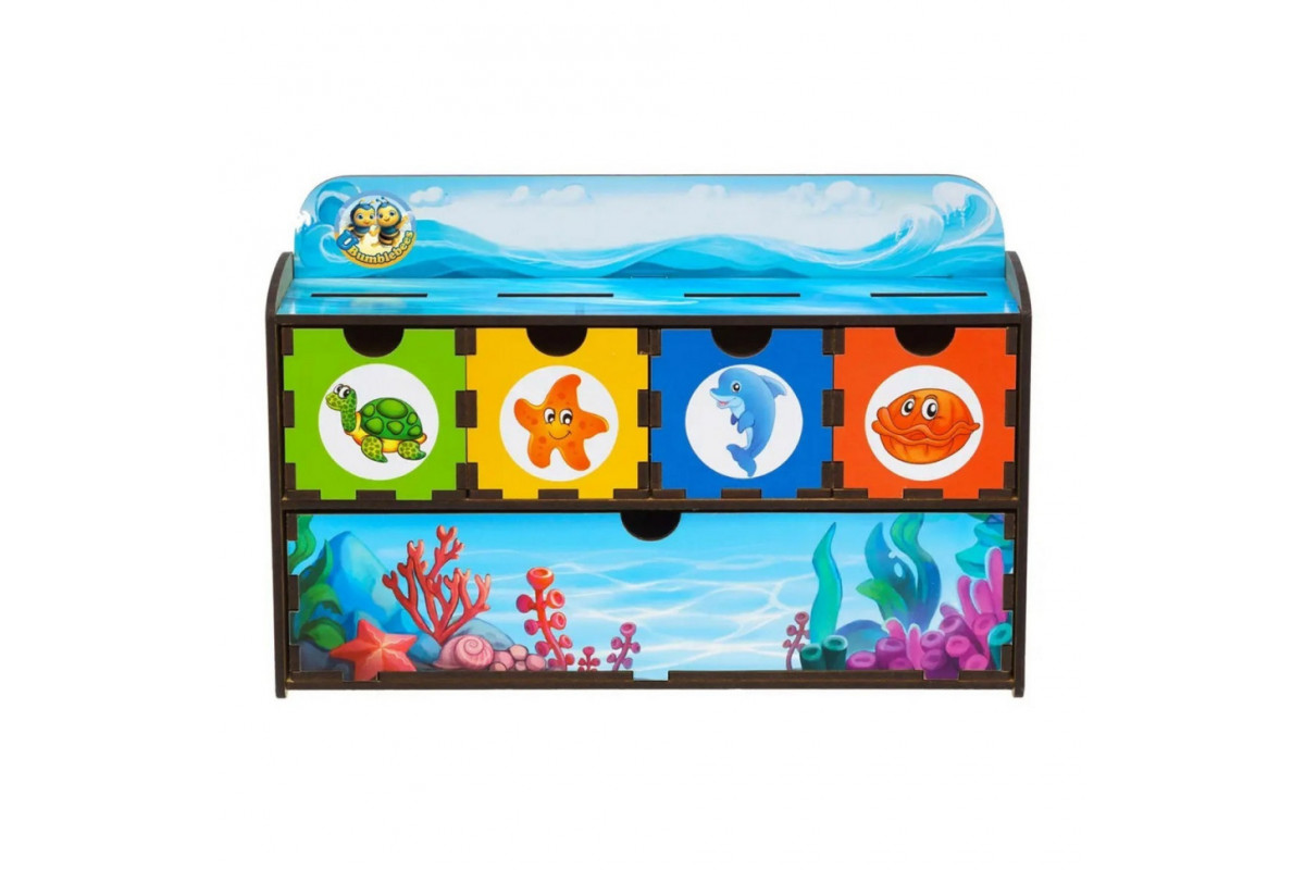Деревянная настольная игра "Морские жители-2" Ubumblebees (ПСД004) PSD004 сортер-комодик