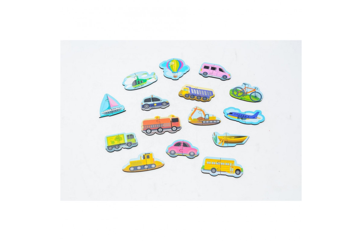 Дерев'яний магнітний пазл "Машинки" Puz-22932, 30 елементів