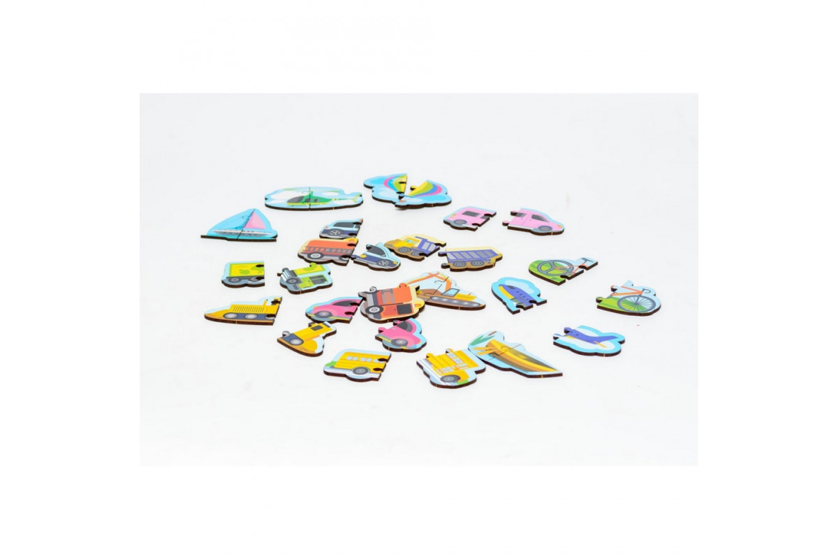 Дерев'яний магнітний пазл "Машинки" Puz-22932, 30 елементів