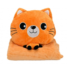 Дитяча м'яка іграшка "Кішечка" L1128(Peach) іграшка з пледом, розмір 40 см