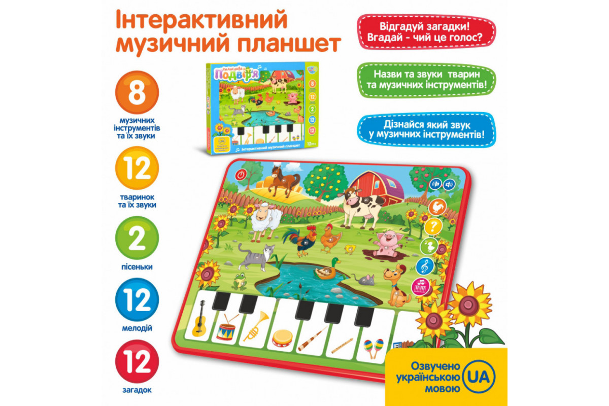 Игрушечный обучающий планшет M 3811 с пианино