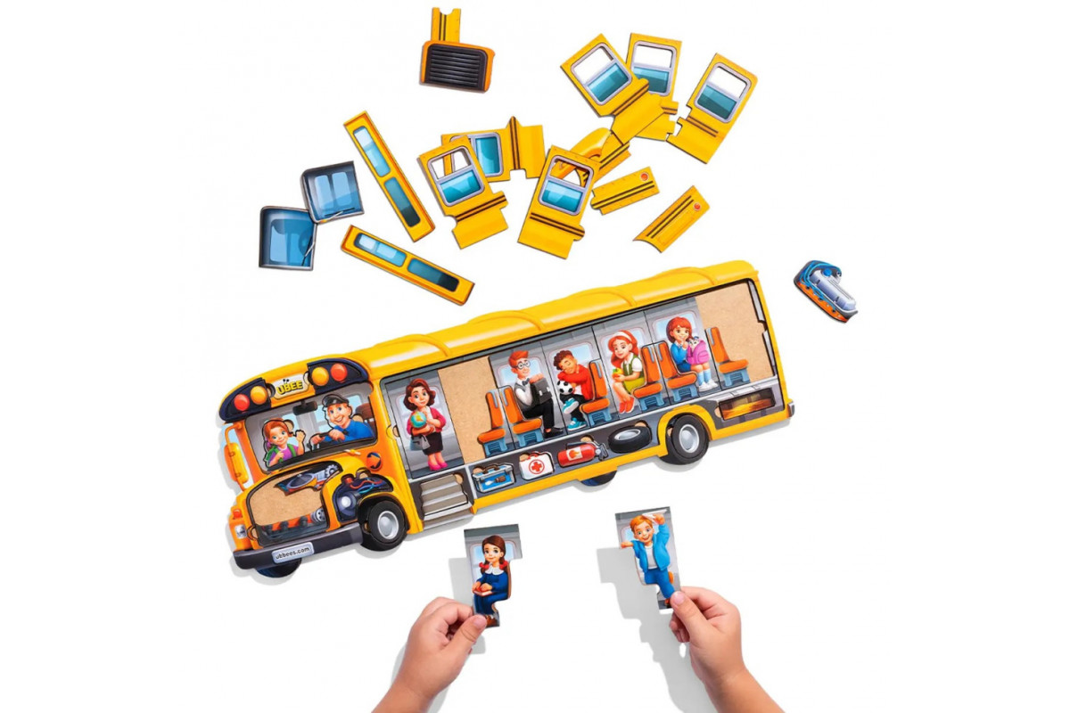 Деревянный пазл-вкладыш "Школьный автобус" (ПСД270) PSD270