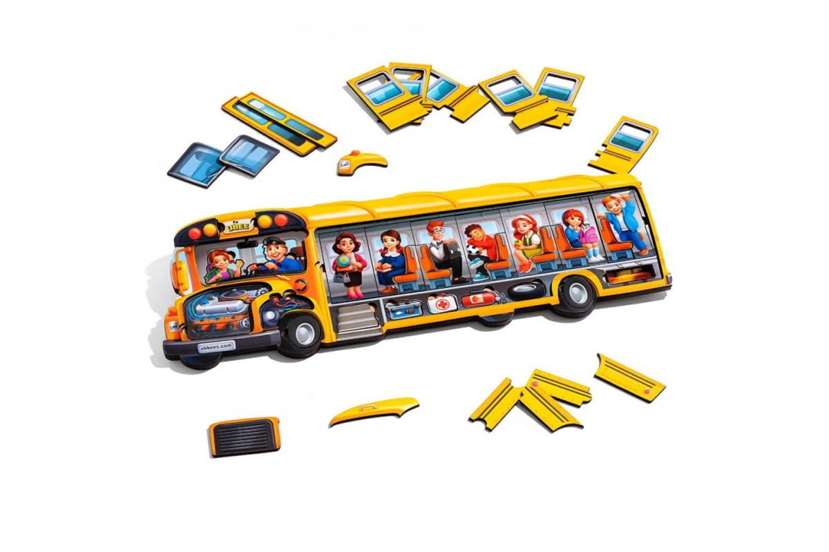 Деревянный пазл-вкладыш "Школьный автобус" (ПСД270) PSD270