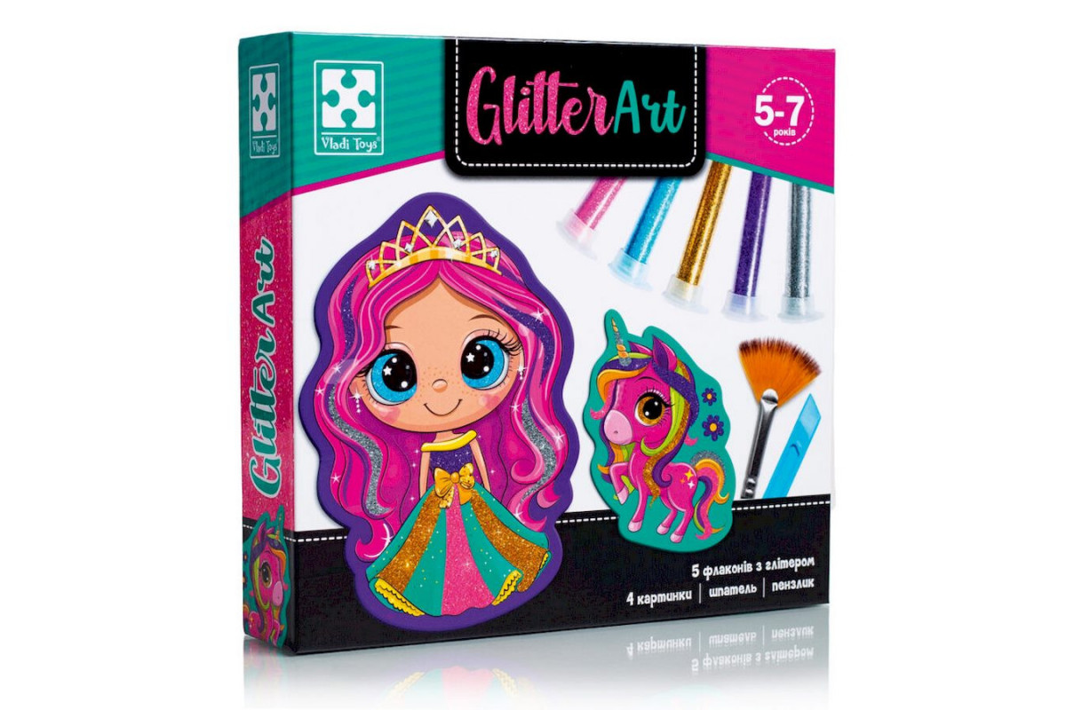 Набор для творчества "Glitter Art Сказочные принцессы" VT4501-10, 5 флаконов с глиттерами