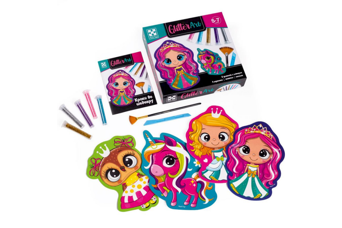 Набор для творчества "Glitter Art Сказочные принцессы" VT4501-10, 5 флаконов с глиттерами