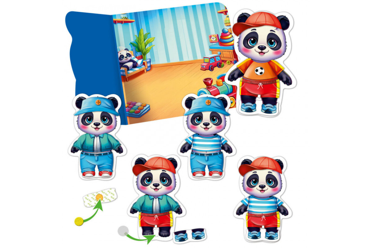 Гра розвиваюча з липучками "Панда" VT1320-06, 8 елементів одягу
