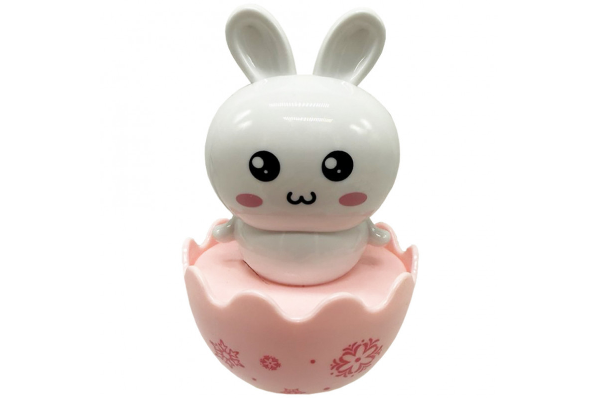 Детская неваляшка "Зайчик" 657-55(White) 7,5 см, погремушка