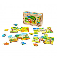 Детский деревянный пазл Фрукты 4 в 1 Puz-84681, 80 элементов