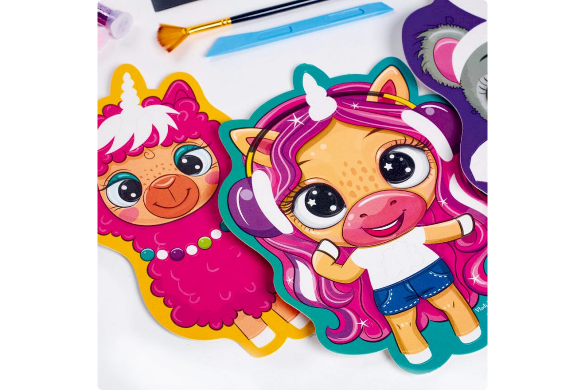 Набір для творчості "Glitter Art Блискучі звірята" VT4501-11, 5 флаконів з гліттерами