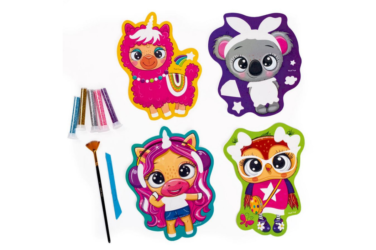 Набір для творчості "Glitter Art Блискучі звірята" VT4501-11, 5 флаконів з гліттерами