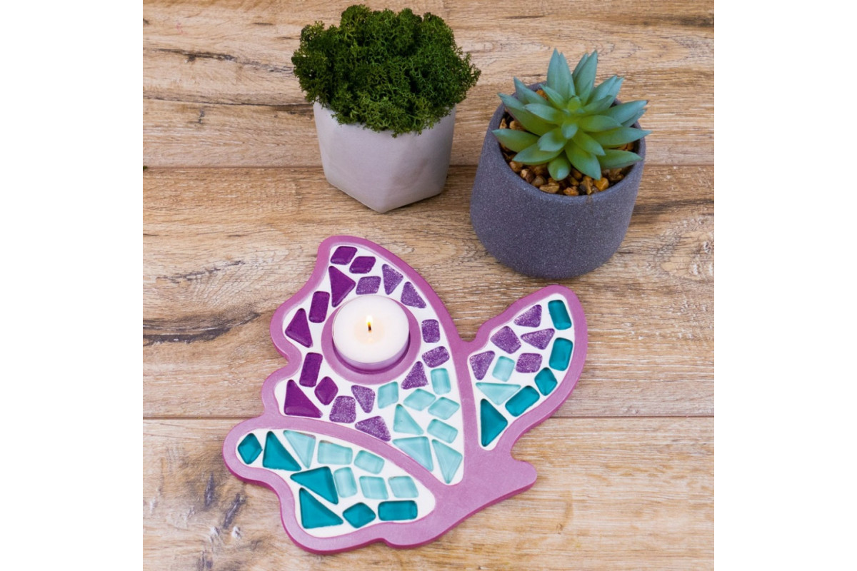 Детский набор для творчества хрустальная мозаика "Подсвечник-Бабочка" MA1004