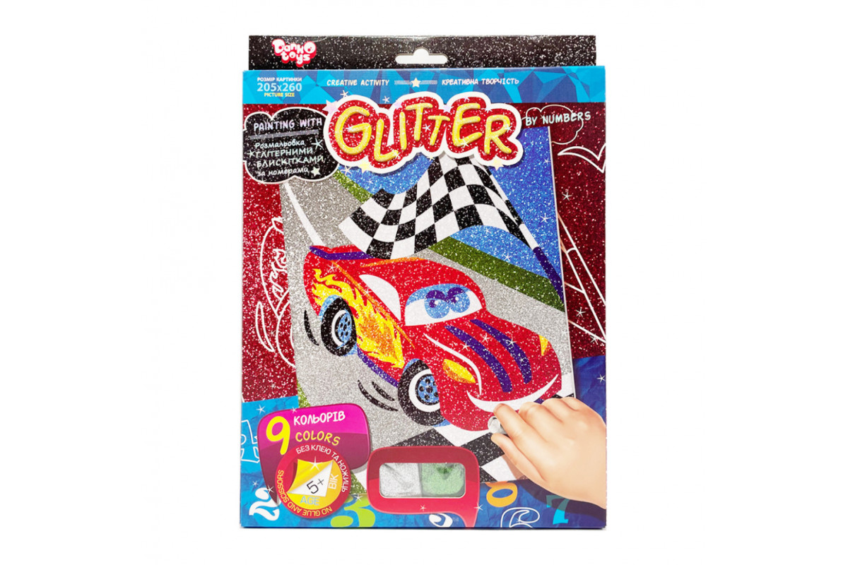 Розмальовка глітерними блискітками за номерами "Тачки" РГН-02-02 міні 20,5х26 см