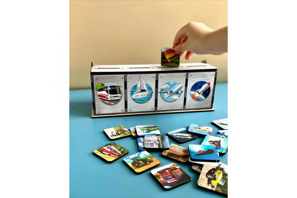 Настольная развивающая игра "Виды транспорта" Ubumblebees (ПСФ109) PSF109 комодик-сортер