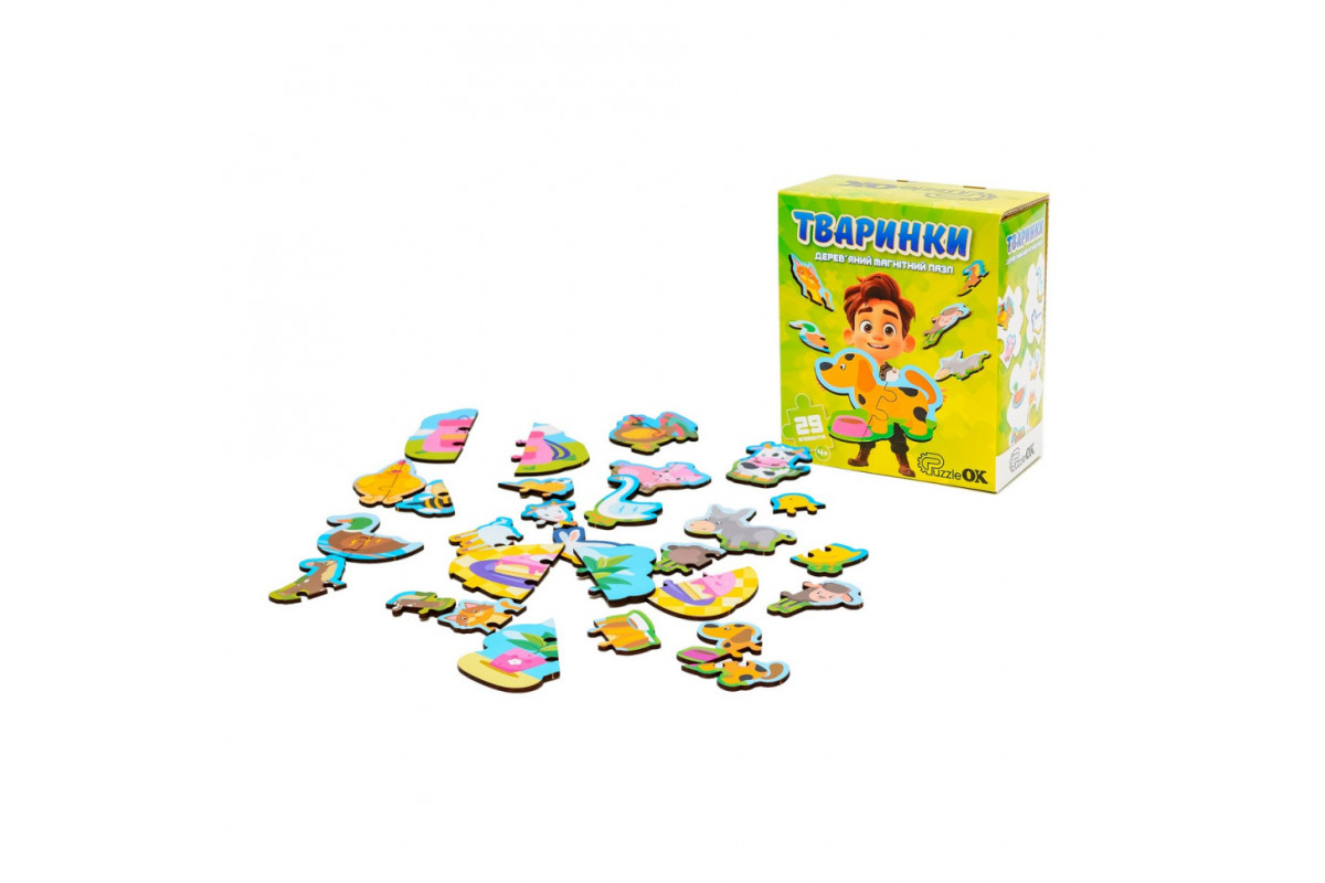 Деревянный магнитный пазл "Животные" Puz-22930, 35 элементов