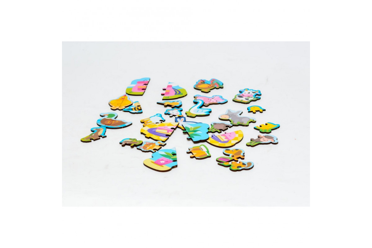 Деревянный магнитный пазл "Животные" Puz-22930, 35 элементов