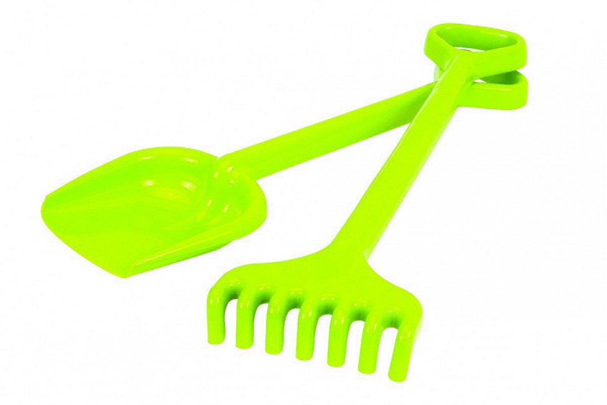 Игрушечная Лопатка с грабельками "Гулливер" 1424TXK, длина 50 см Зелёный