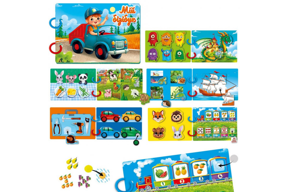 Детская развивающая книжечка "Бизи бук для мальчиков" VT1310-10, 51 элемент