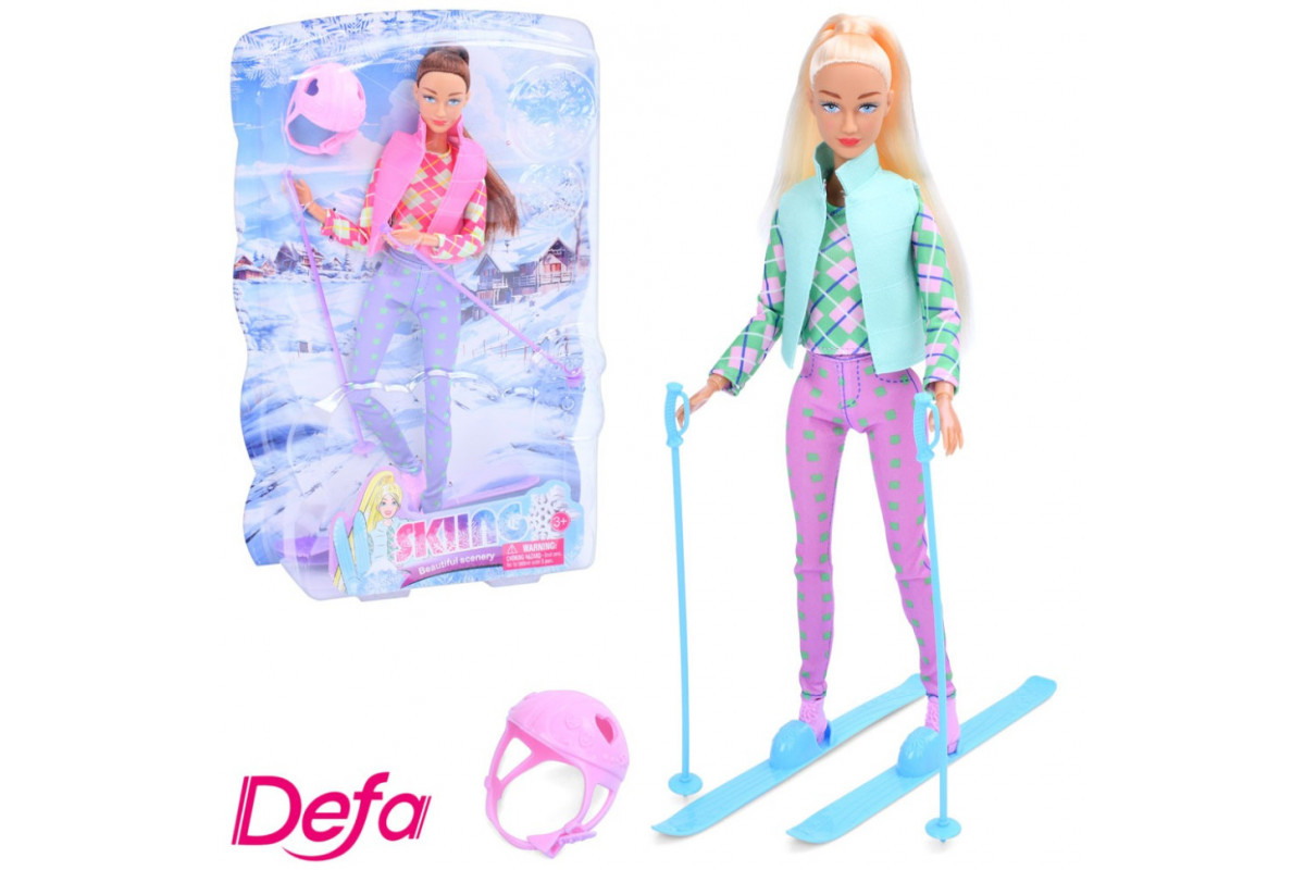 Дитяча лялька "Лижниця" 8520(Turquoise) бірюзовий, шарнірна 29 см