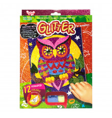 Розмальовка глітерними блискітками за номерами "Сова" РГН-02-03 міні 20,5х26 см