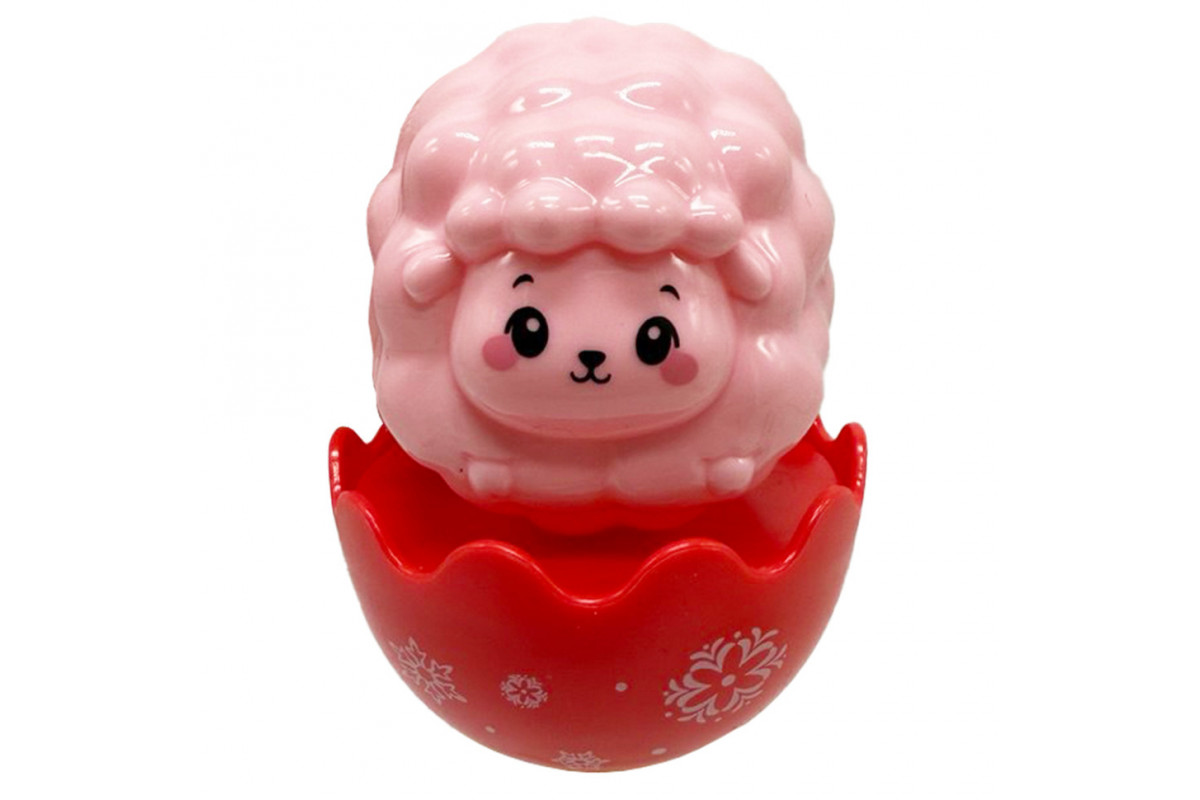 Детская неваляшка "Овечка" 657-55(Pink) 7,5 см, погремушка