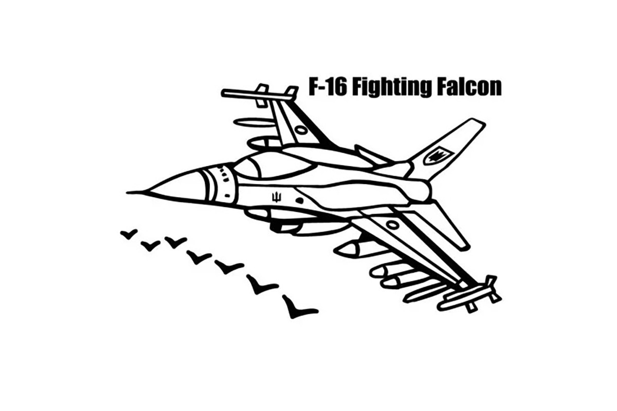 Картина-трафарет для розфарбовування піском А4 "F-16" Т-а4189
