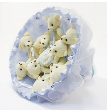 Букет из игрушек Мишки голубой 5350IT с 9ю игрушками