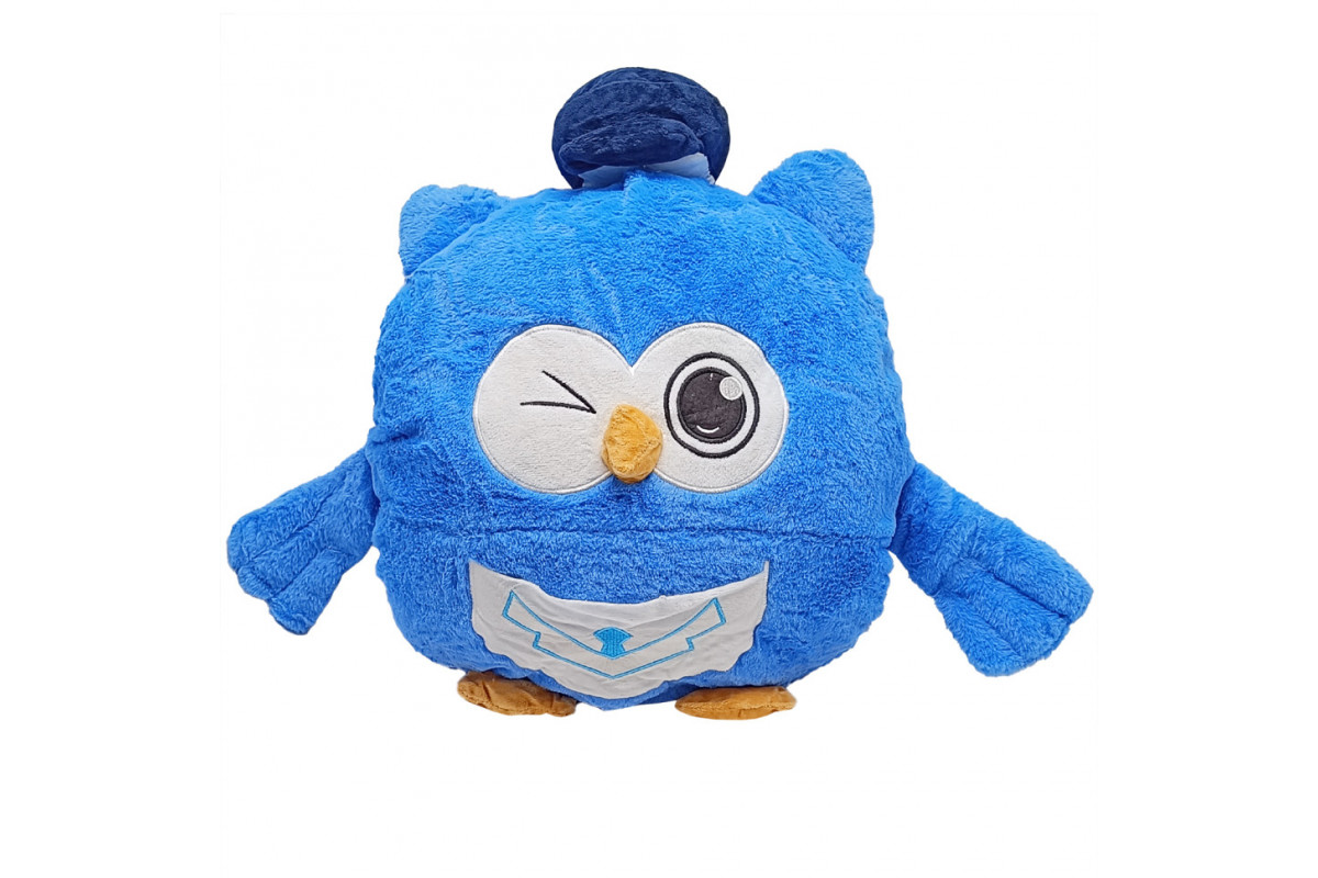 Детская мягкая игрушка "Сова" L1127(Blue) игрушка с пледом, размер 45 см