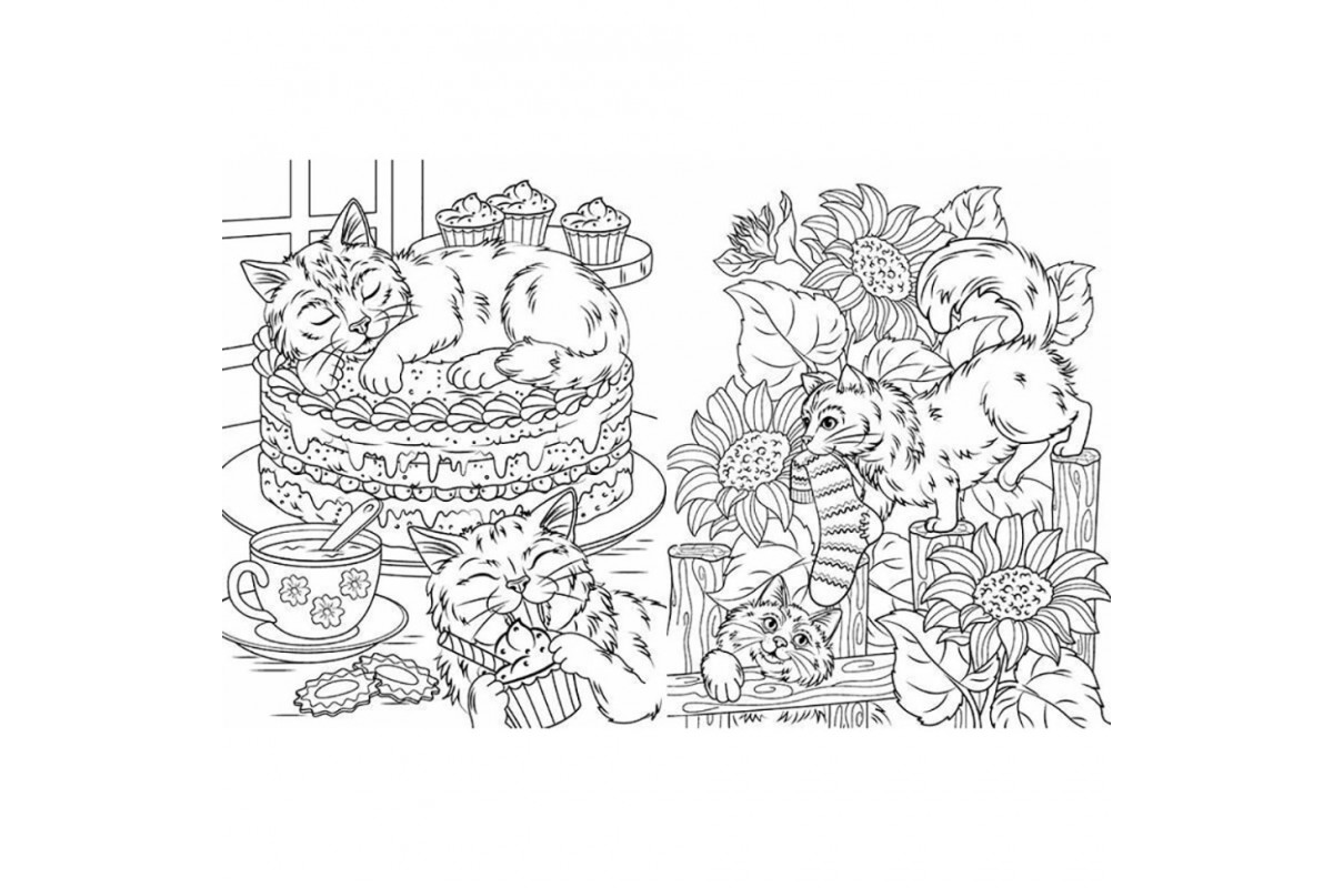 Велика книга розмальовок Коти та собаки 1736021, 64 сторінки