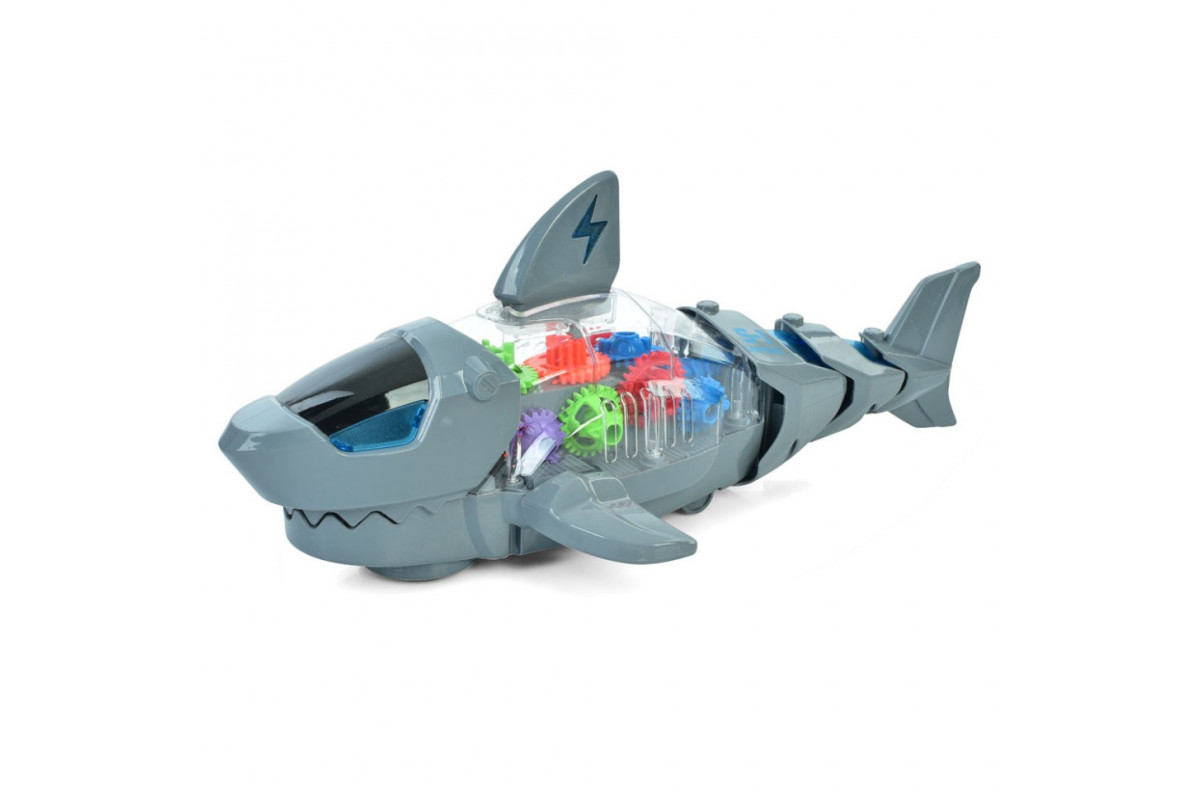 Інтерактивна іграшка "Робот Акула" S-2A(Grey) сірий, музика, світло, рухливі деталі, їздить