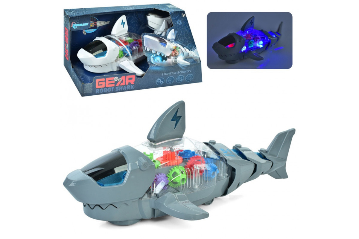 Інтерактивна іграшка "Робот Акула" S-2A(Grey) сірий, музика, світло, рухливі деталі, їздить