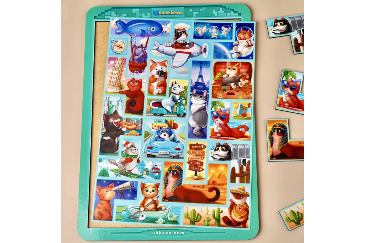 Деревянный сортер "Тетрис большой - Котики" (ПСД125) PSD125