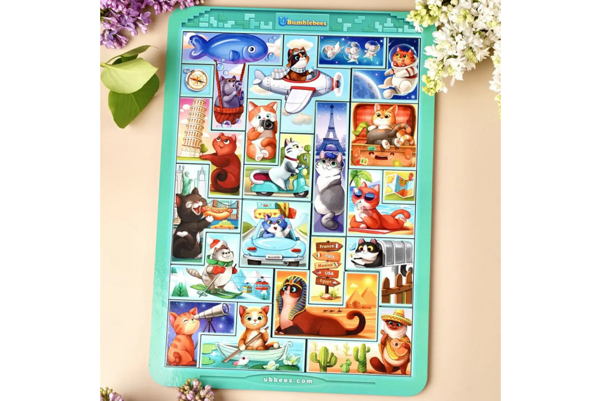 Деревянный сортер "Тетрис большой - Котики" (ПСД125) PSD125