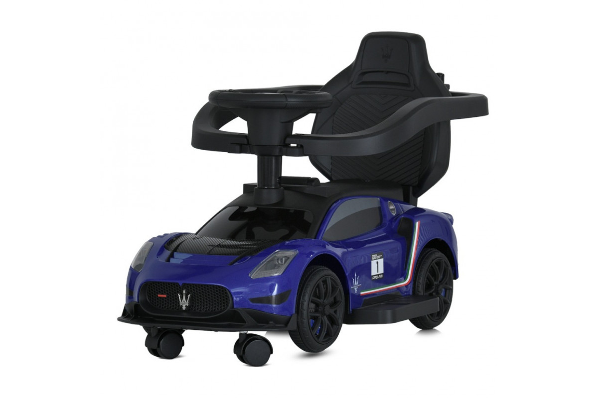 Детская каталка-толокар 2 в 1 M 5106-4 синий, с родителькой ручкой