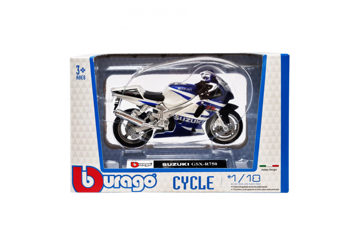 Детская модель Мотоцикла "SUZUKI GSX-R750" Bburago 18-51030-1 масштаб 1:18