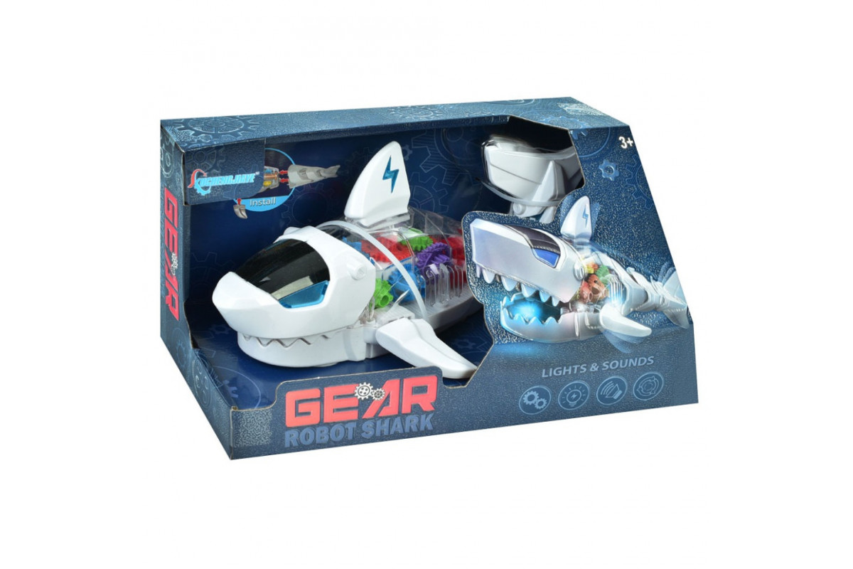 Інтерактивна іграшка "Робот Акула" S-2A(White) білий, музика, світло, рухливі деталі, їздить