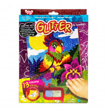 Розмальовка глітерними блискітками за номерами "Папуга" РГН-02-04 міні 20,5х26 см