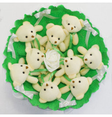 Букет из игрушек Мишки изумрудный 5352IT с 9ю игрушками