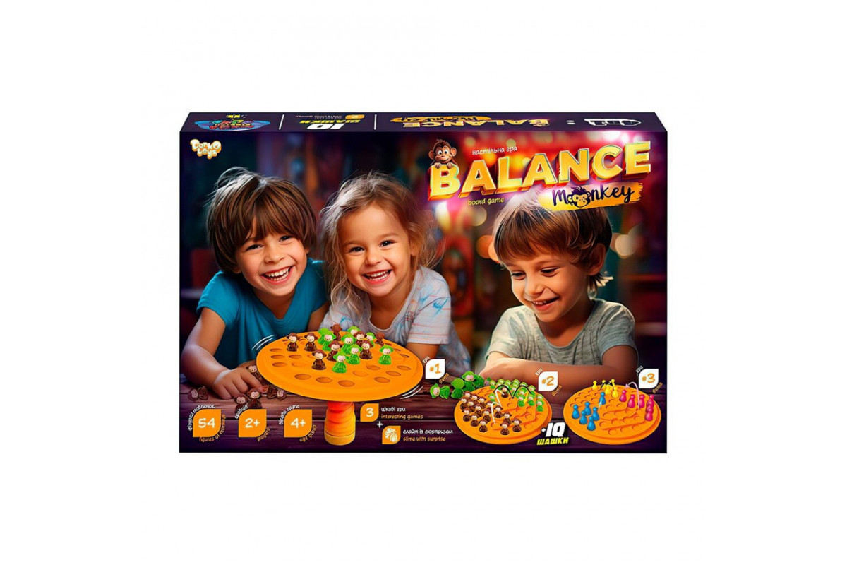 Развивающая настольная игра "Balance Monkey" Danko Toys BalM-02, 54 фигурки обезьянок