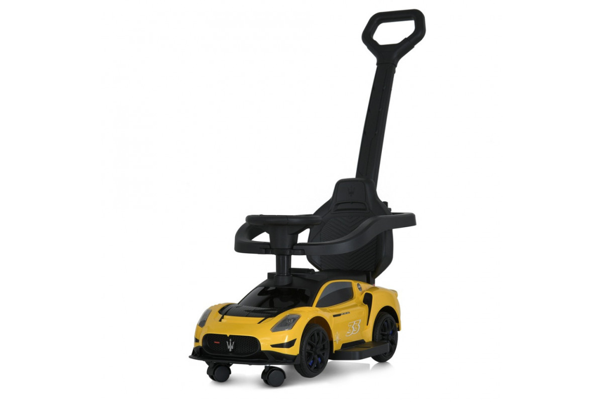 Детская каталка-толокар 2 в 1 M 5106-6 желтый, с родителькой ручкой